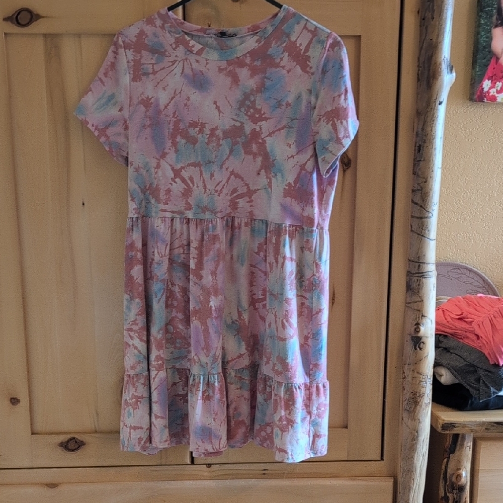 Lily Rose Pastel Tie-Dye Tee Dress in Pink, Lavender, Baby Blue